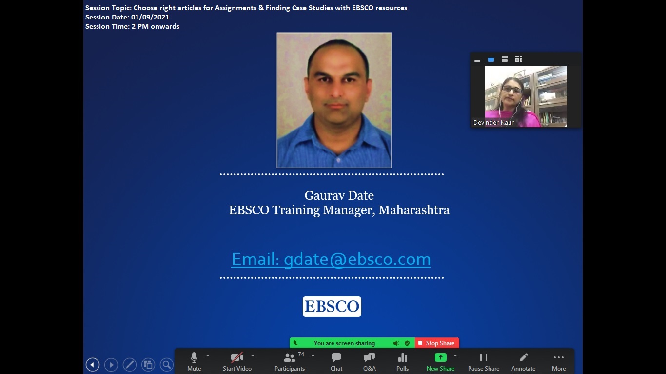 Resource person demonstrating EBSCO databases